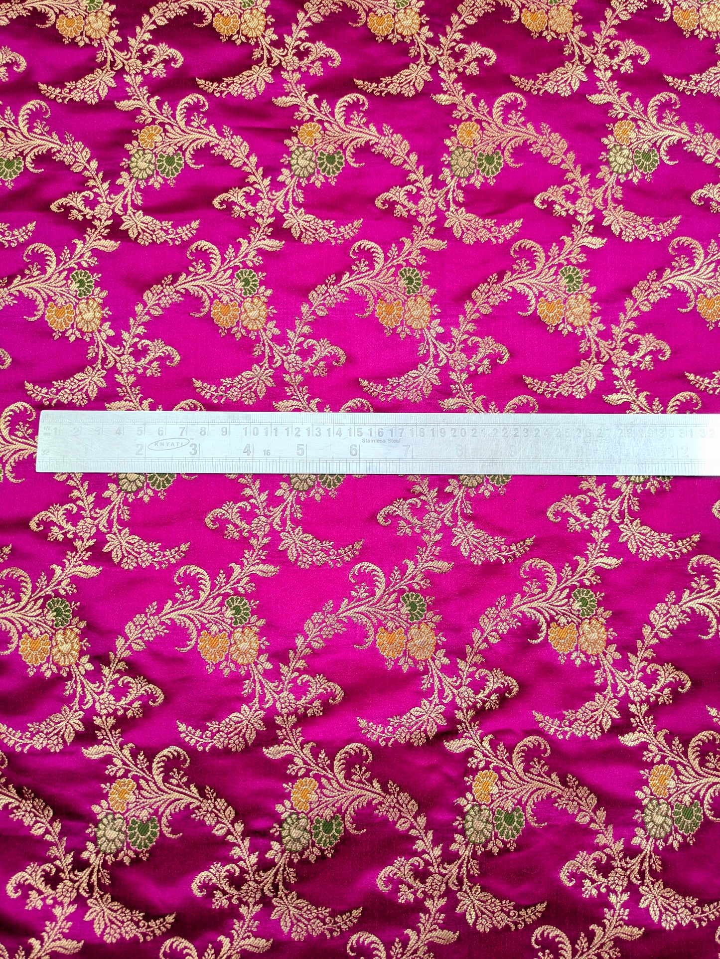 Brocade fabricJacquard damask fabric Lehenga dress Pink Wedding bridal Gold brocade Silk bollywood Lehenga dress Brocade fabric by the yard