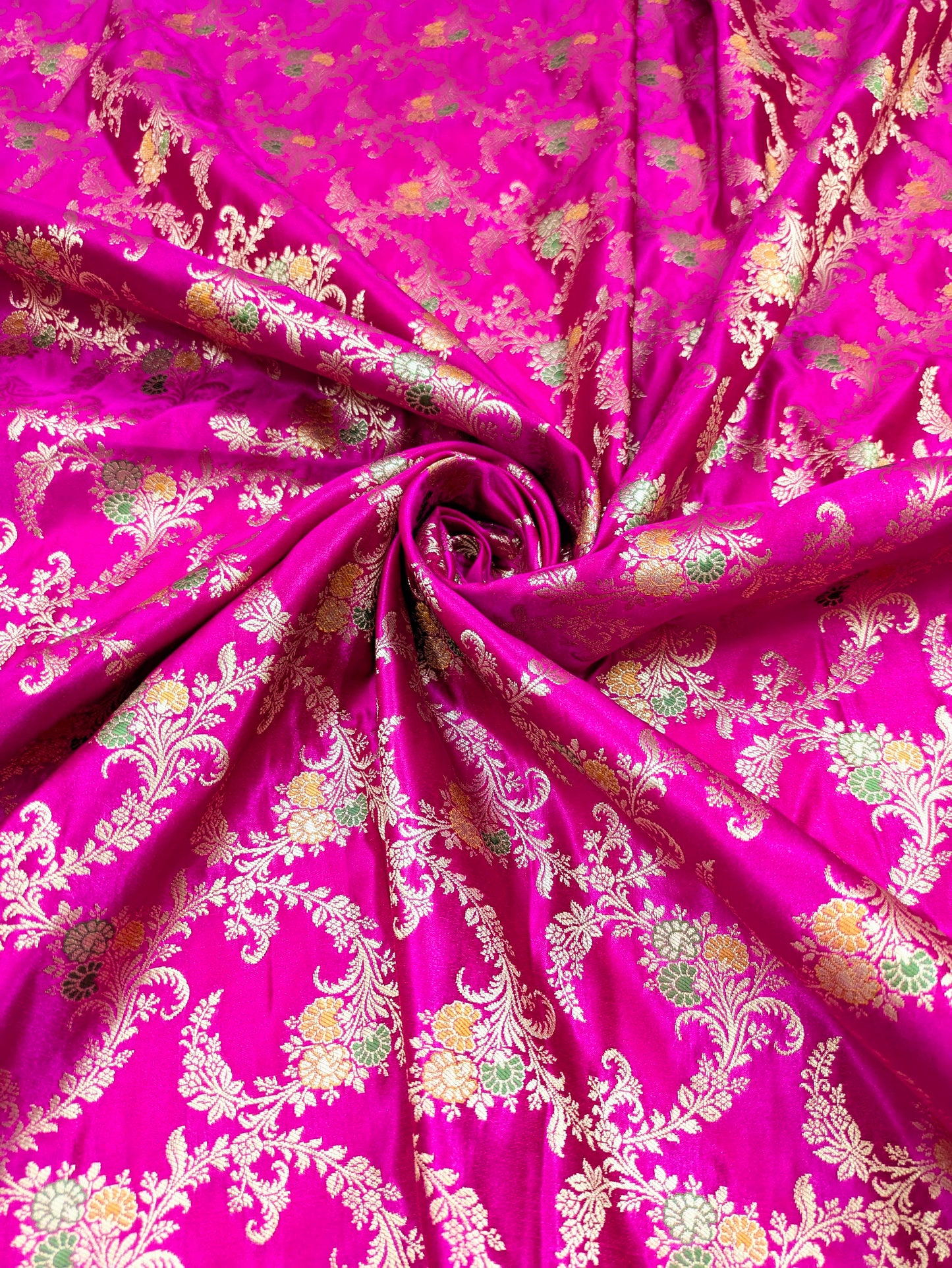 Brocade fabricJacquard damask fabric Lehenga dress Pink Wedding bridal Gold brocade Silk bollywood Lehenga dress Brocade fabric by the yard