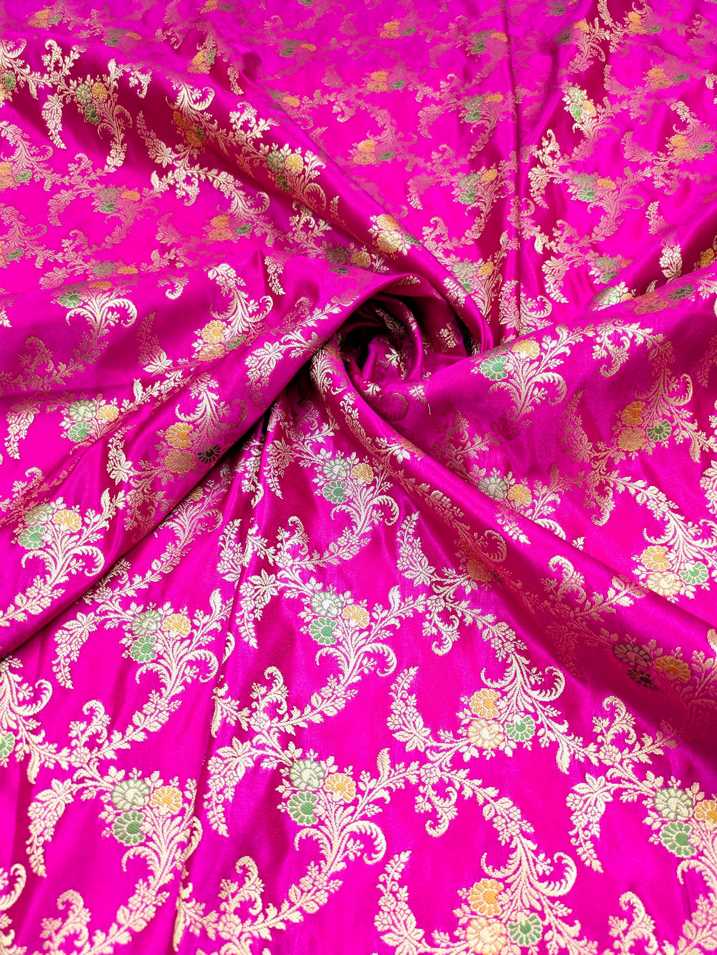 Brocade fabricJacquard damask fabric Lehenga dress Pink Wedding bridal Gold brocade Silk bollywood Lehenga dress Brocade fabric by the yard
