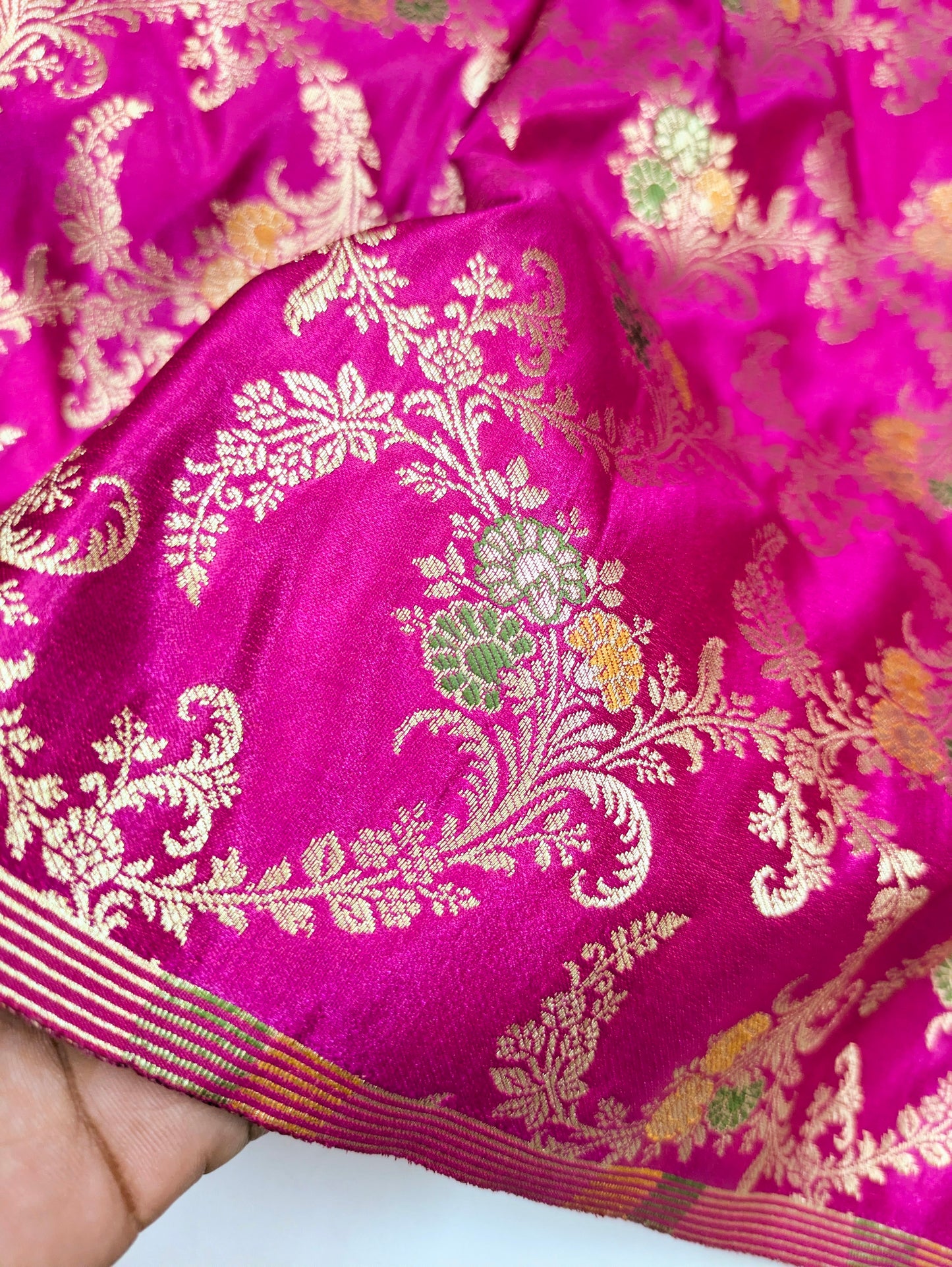 Brocade fabricJacquard damask fabric Lehenga dress Pink Wedding bridal Gold brocade Silk bollywood Lehenga dress Brocade fabric by the yard