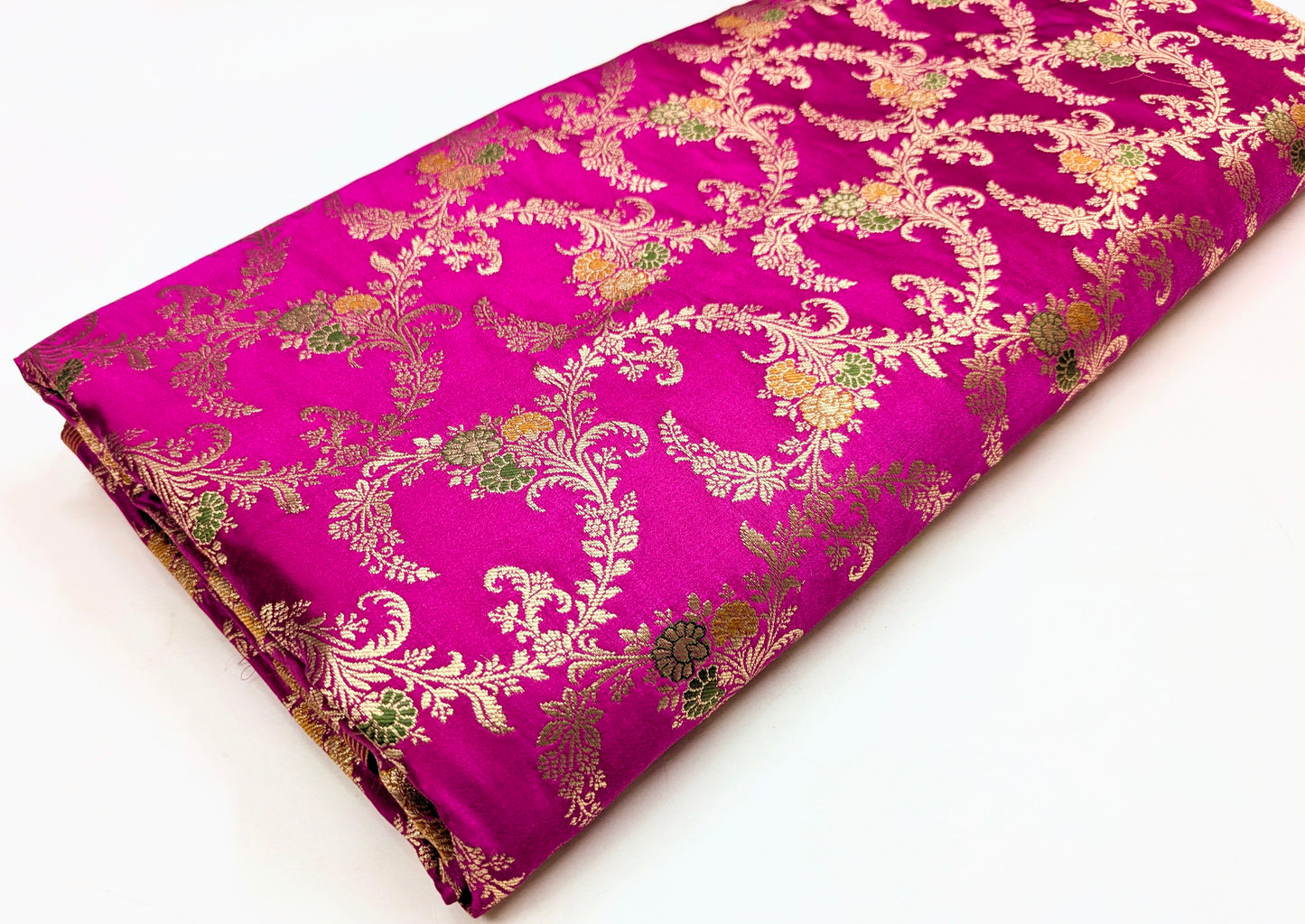 Brocade fabricJacquard damask fabric Lehenga dress Pink Wedding bridal Gold brocade Silk bollywood Lehenga dress Brocade fabric by the yard