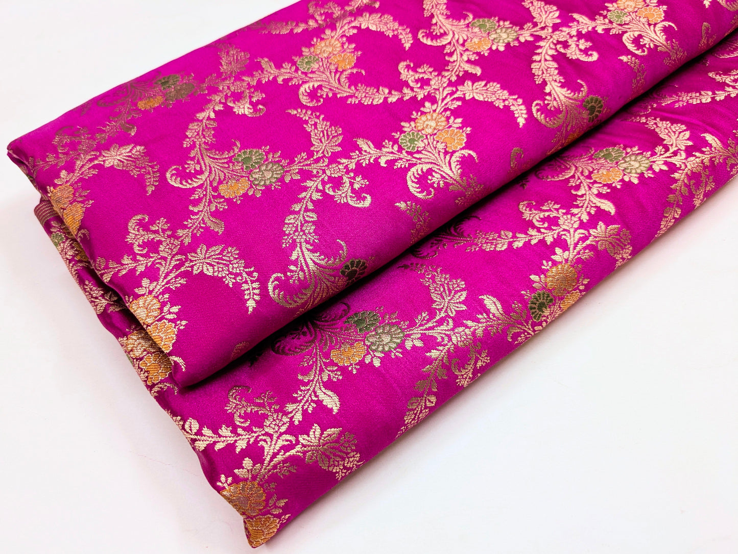 Brocade fabricJacquard damask fabric Lehenga dress Pink Wedding bridal Gold brocade Silk bollywood Lehenga dress Brocade fabric by the yard