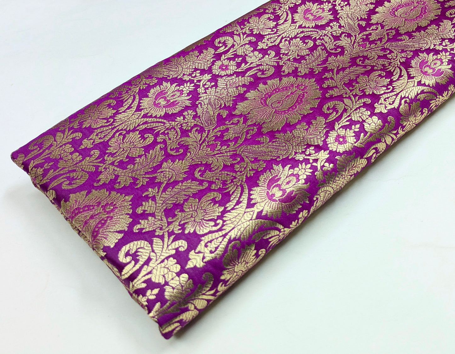 Gold and Purple Brocade fabric Jacquard Damask fabric Upholstery fabric Wedding bridal Dress fabric Designer Brocade fabric by the yard