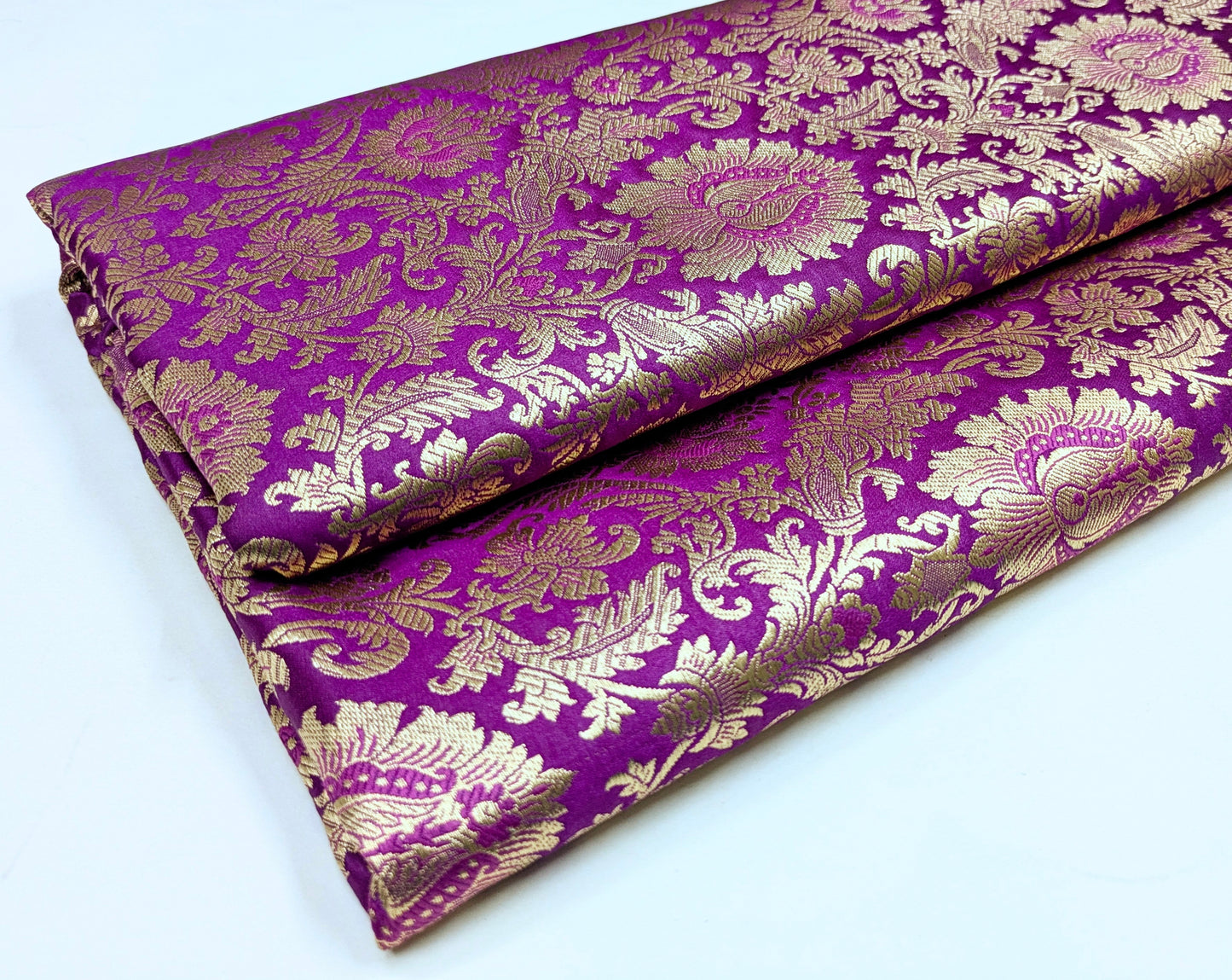 Gold and Purple Brocade fabric Jacquard Damask fabric Upholstery fabric Wedding bridal Dress fabric Designer Brocade fabric by the yard