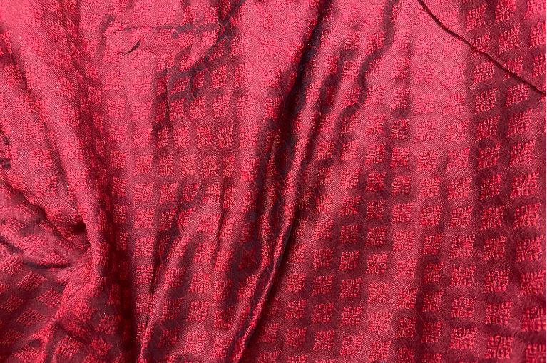 Indian Banarasi Brocade Fabric in Red color, Multiple lengths will come in the continuous piece - NF130