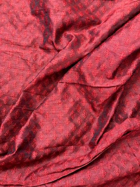 Indian Banarasi Brocade Fabric in Red color, Multiple lengths will come in the continuous piece - NF130