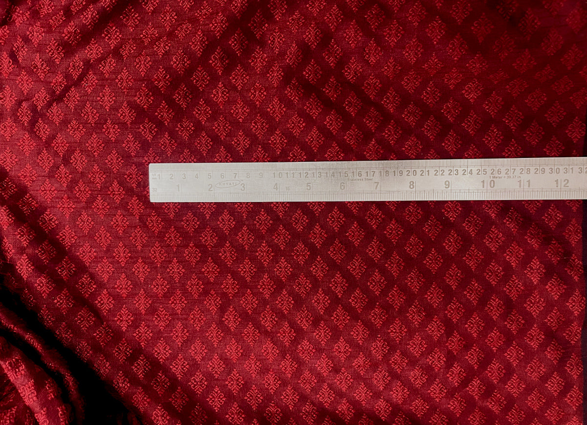 Brocade fabric Red Jacquard damask fabric Artisanal Texture Fashion Fabric Wedding bridal dress fabric Home decor fabric by the yard-NFAF130