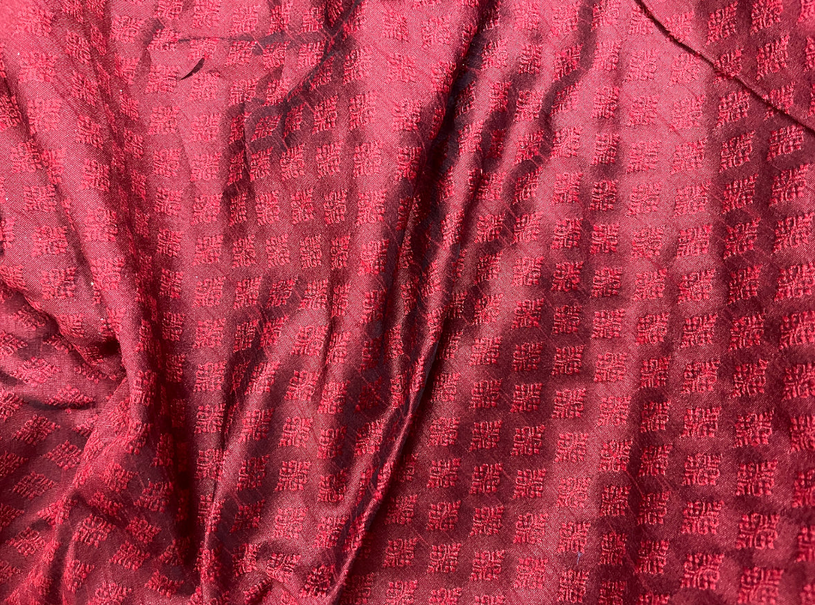 Brocade fabric Red Jacquard damask fabric Artisanal Texture Fashion Fabric Wedding bridal dress fabric Home decor fabric by the yard-NFAF130