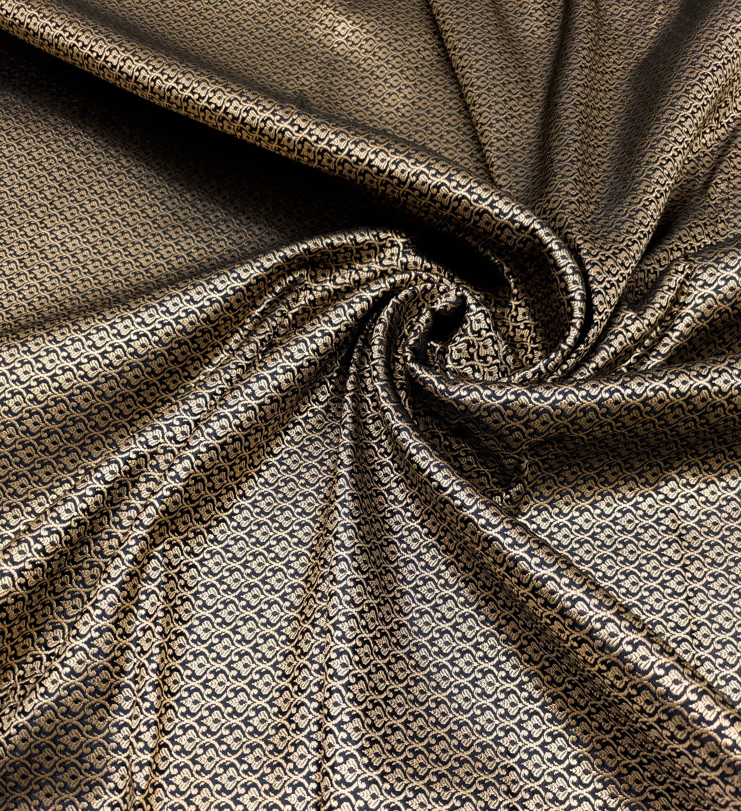 Black Gold Jacquard brocade fabric, Brocade Satin, Wedding fabric, Home décor fabric, Historical fabric, Lace brocade - NFAF155