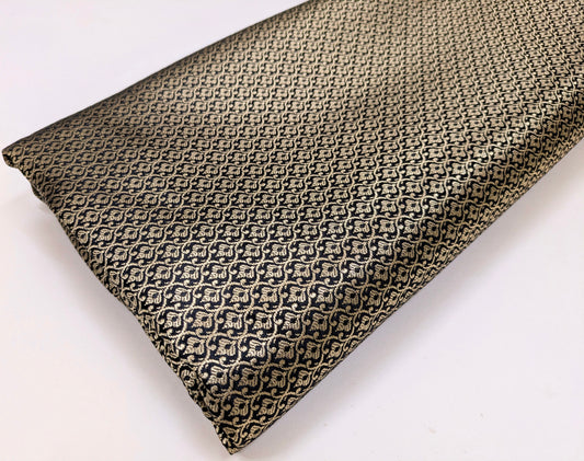 Black Gold Jacquard brocade fabric, Brocade Satin, Wedding fabric, Home décor fabric, Historical fabric, Lace brocade - NFAF155