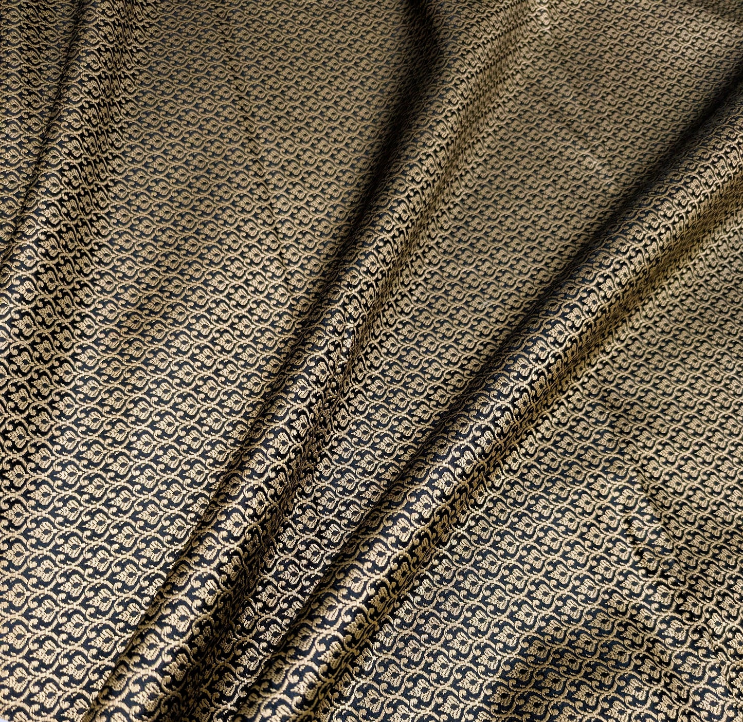 Black Gold Jacquard brocade fabric, Brocade Satin, Wedding fabric, Home décor fabric, Historical fabric, Lace brocade - NFAF155