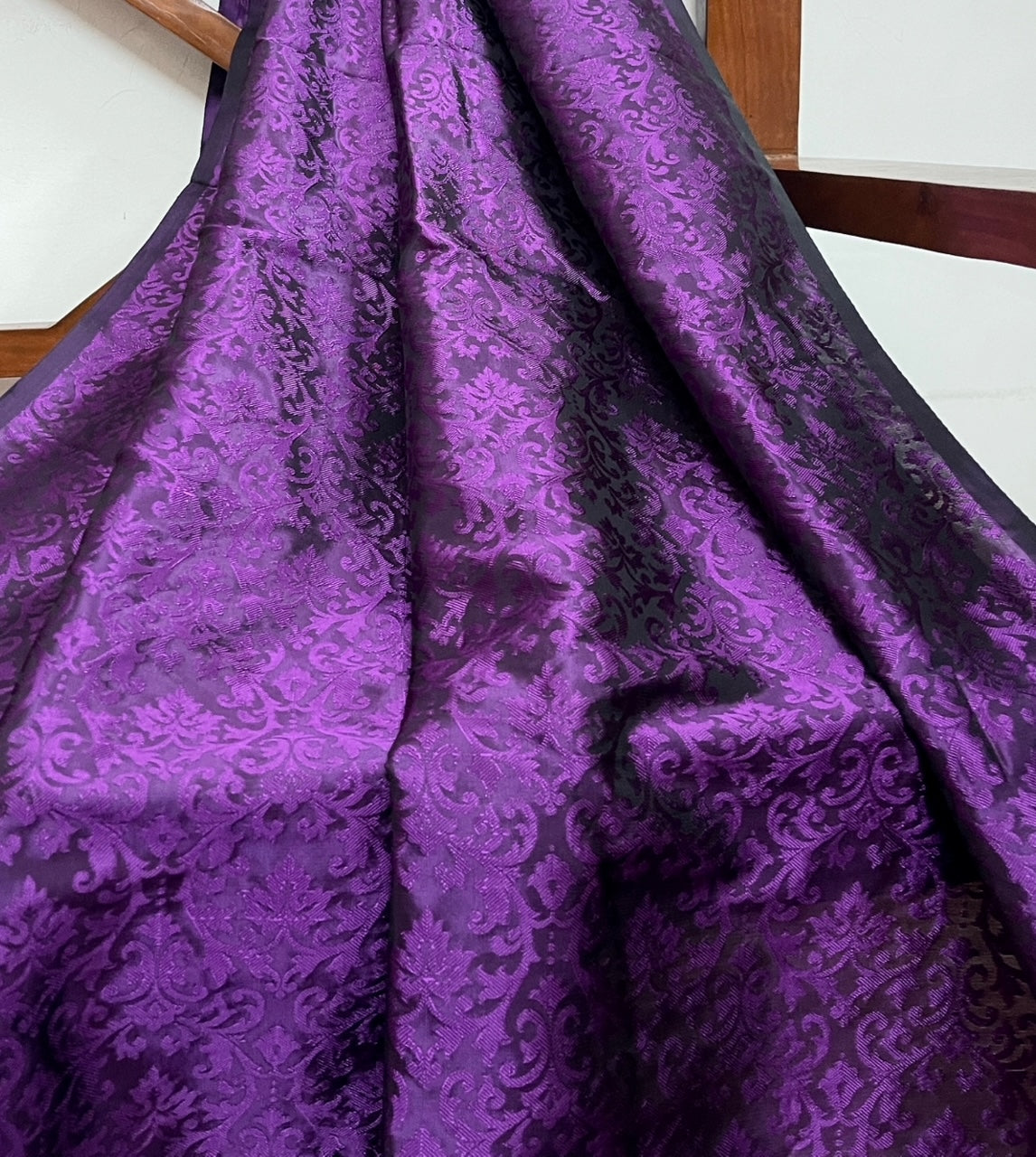 Brocade fabric Damask Jacquard fabric Purple embossed brocade fabric Home decor Fabric Dress Bridal Indian brocade fabric by the yard meter