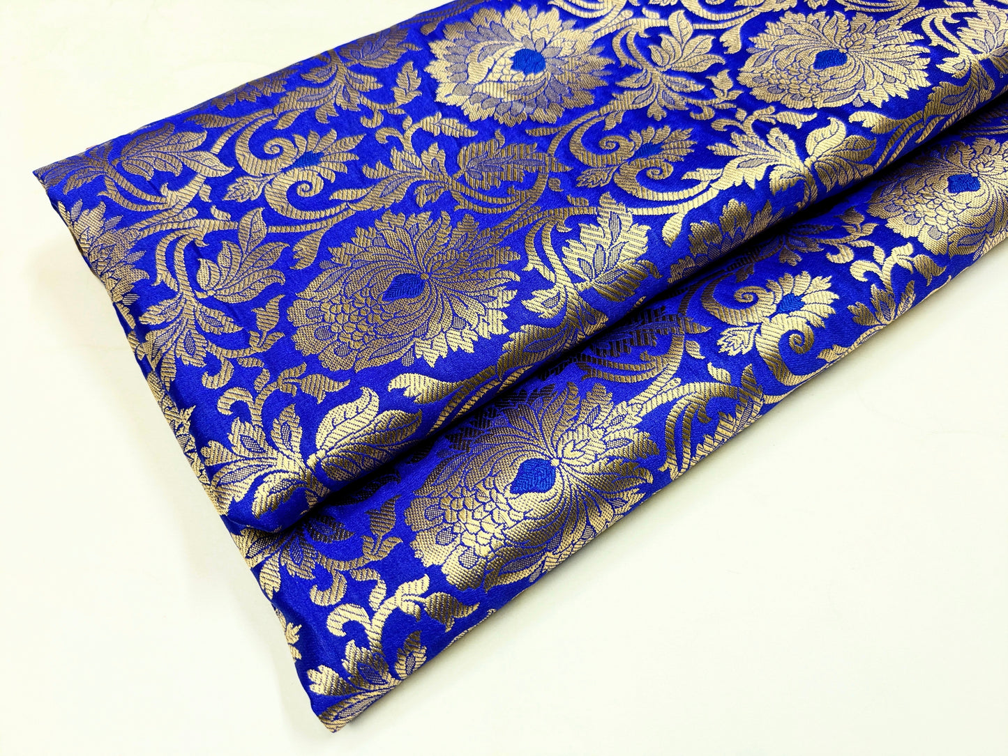 Brocade fabric Jacquard damask fabric Royal Blue Gold Wedding Bridal Bress fabric Luxury clothing Silk Dress Brocade fabric by the yard
