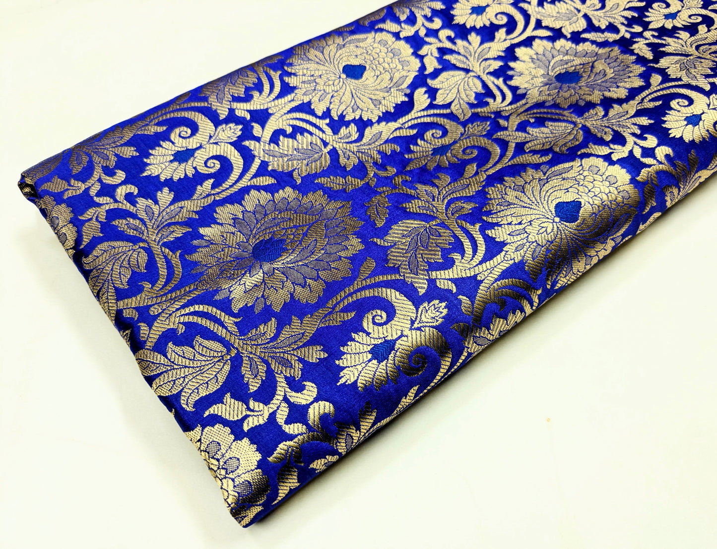 Brocade fabric Jacquard damask fabric Royal Blue Gold Wedding Bridal Bress fabric Luxury clothing Silk Dress Brocade fabric by the yard