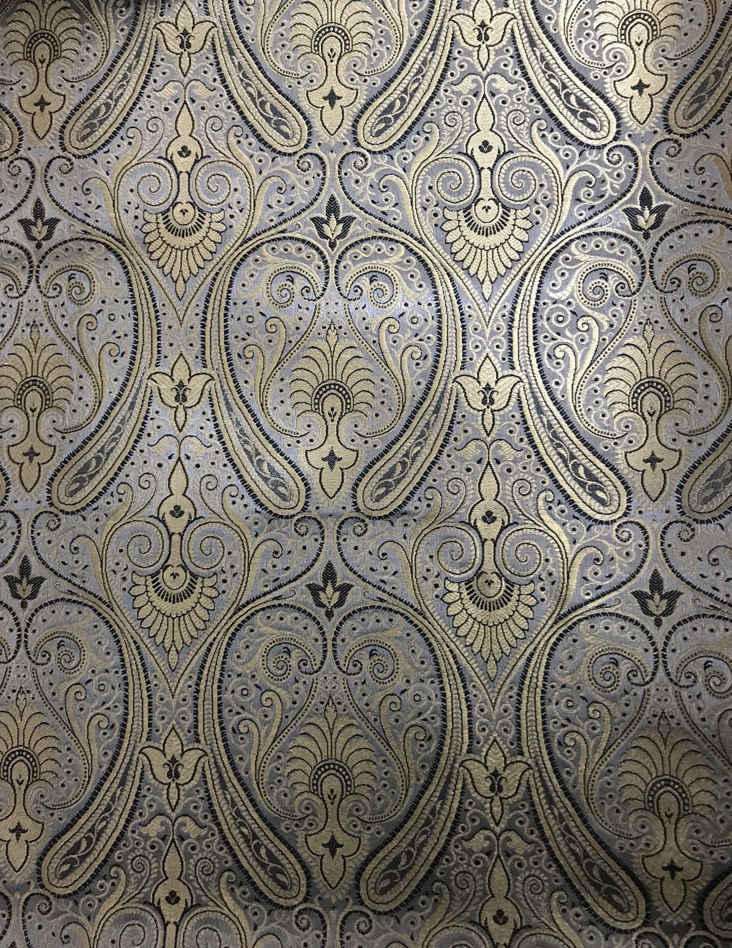 Indian banarasi brocade fabric Medieval fabric Gray Gold Paisley Wedding dress brocade festival clothing  Dress Material