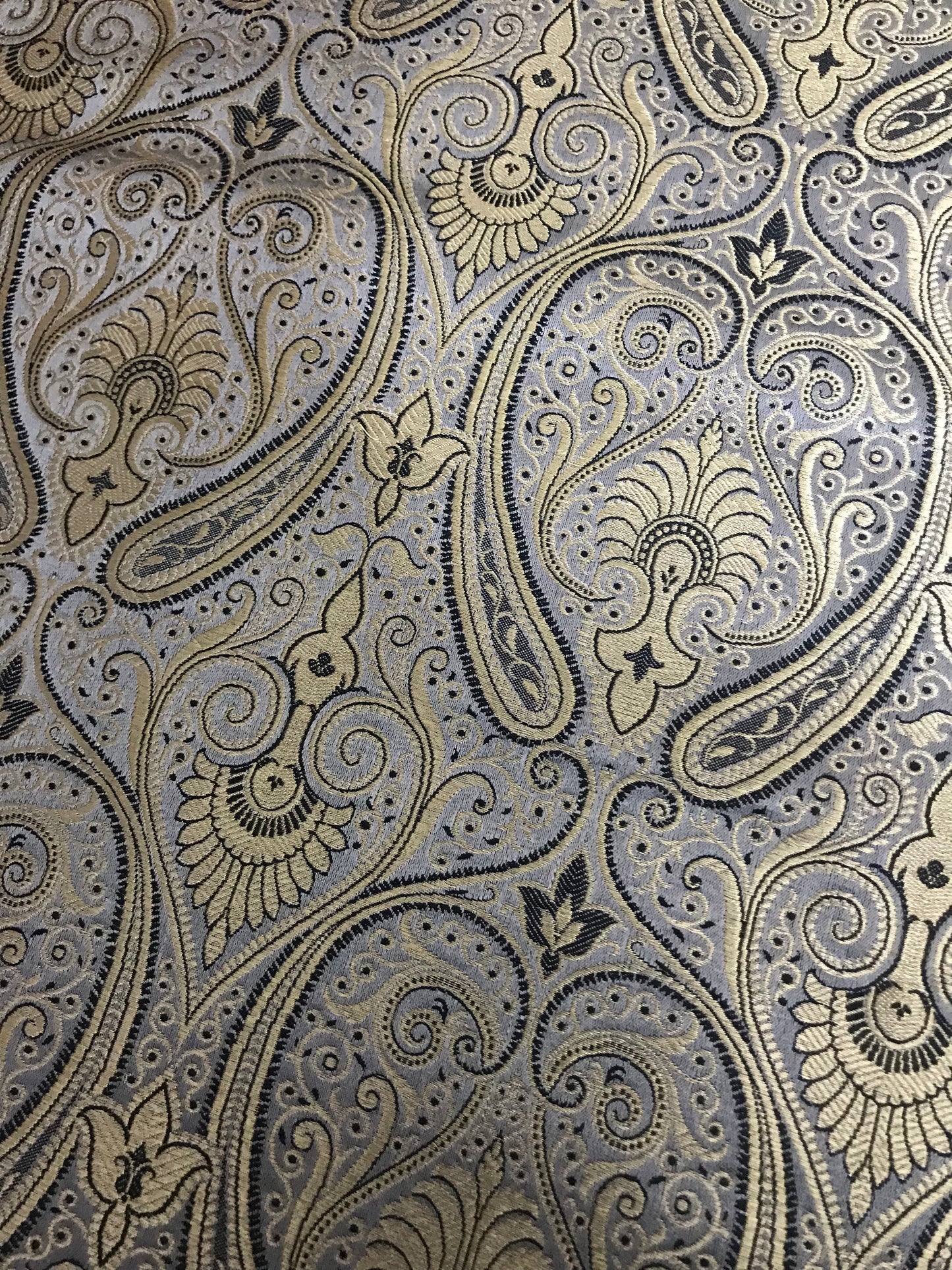 Indian banarasi brocade fabric Medieval fabric Gray Gold Paisley Wedding dress brocade festival clothing  Dress Material