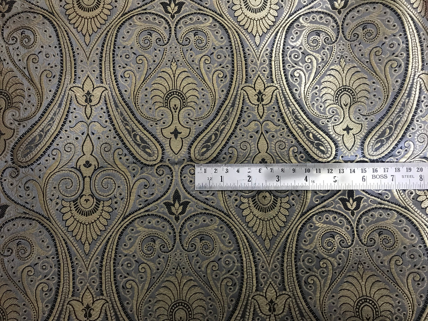 Indian banarasi brocade fabric Medieval fabric Gray Gold Paisley Wedding dress brocade festival clothing  Dress Material