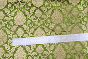 Banarasi brocade fabric, Green gold Wedding fabric, Jacquard fabric, Rayon silk brocade, Historical fabric, Fabric by the yard/meter - NFAF14