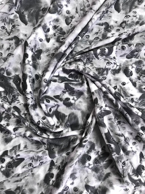 Viscose Rayon Animal Printed fabric in Grey Color, Multiple lengths will come in the continuous piece - NF243