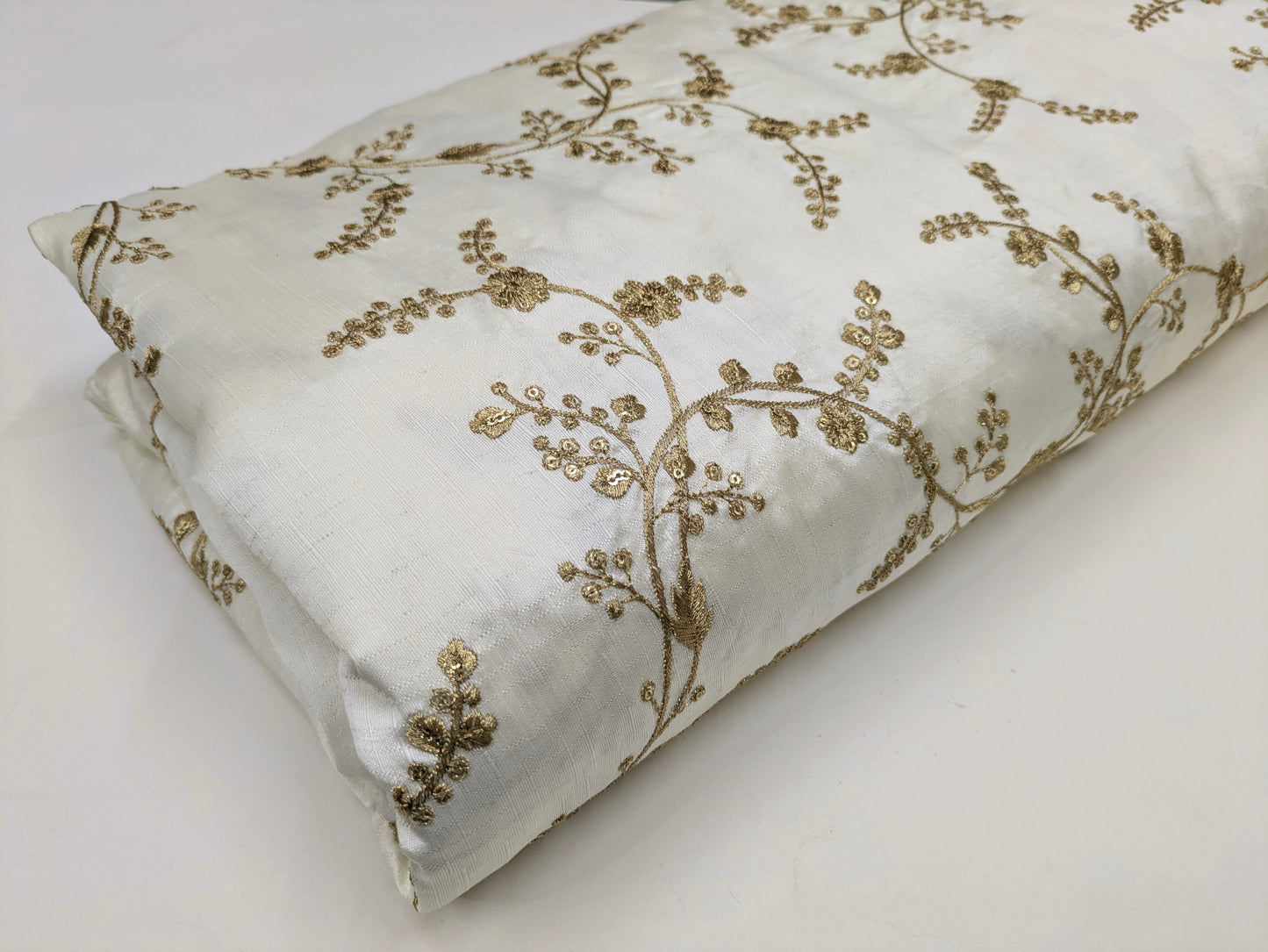 Off White and Gold Embroidered Fabric, Haute couture, Wedding inspiration, Gold flower, Royal fabric, Fashion fabric - NFAF30