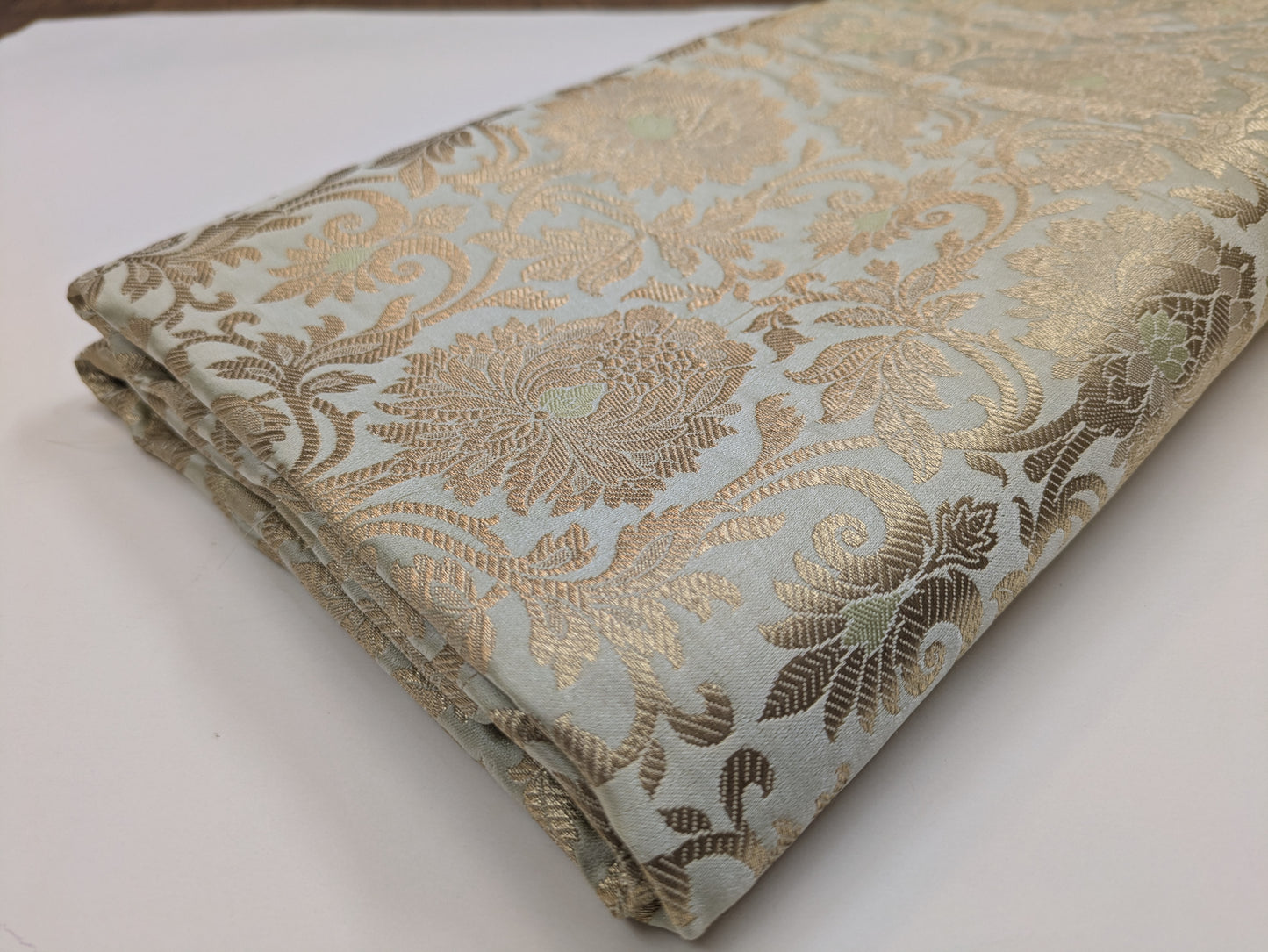 Banarasi brocade fabric, Green gold Jacquard fabric, Wedding fabric, Rayon silk brocade, Gold fabric, Fabric by the yard - NFAF2002