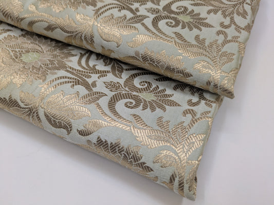 Banarasi brocade fabric, Green gold Jacquard fabric, Wedding fabric, Rayon silk brocade, Gold fabric, Fabric by the yard - NFAF2002