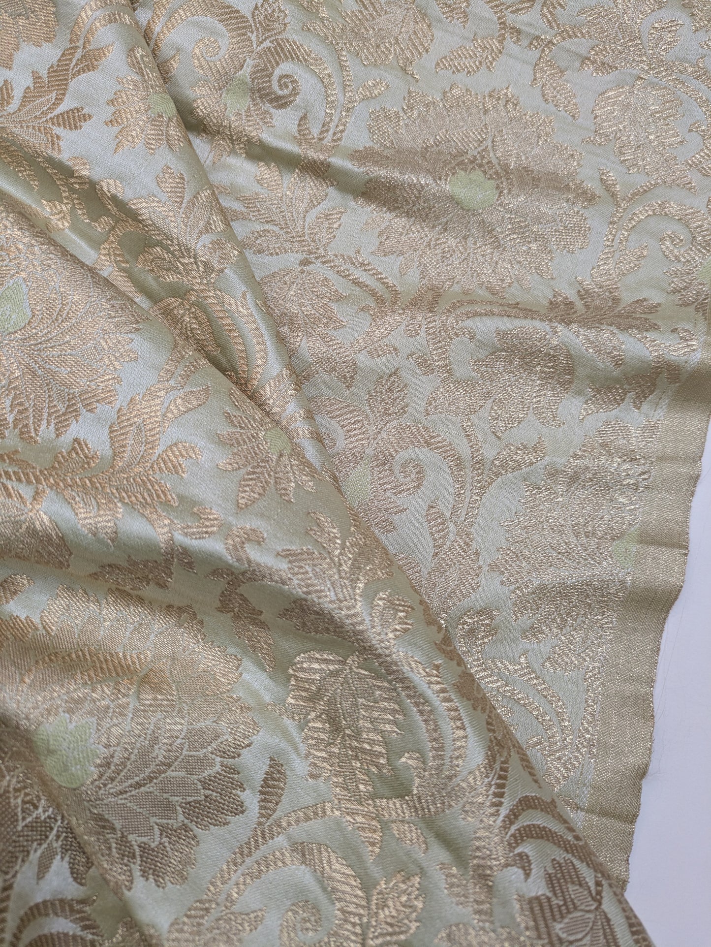 Banarasi brocade fabric, Green gold Jacquard fabric, Wedding fabric, Rayon silk brocade, Gold fabric, Fabric by the yard - NFAF2002