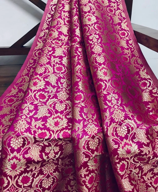 Brocade fabric Pink Gold Jacquard Damask fabric bridal fabric brocade Wedding dress Fabric Gold Indian Brocade Upholstery Fabric by the yard