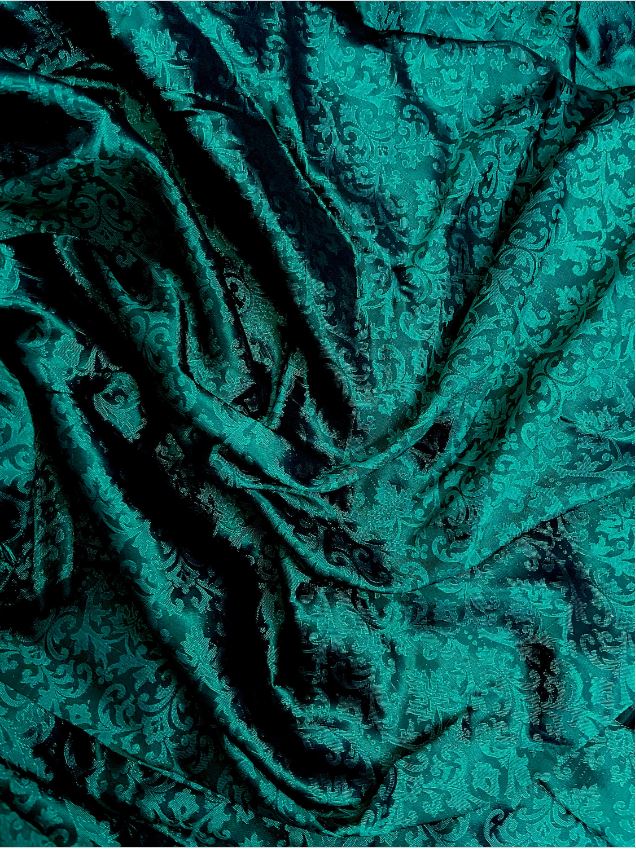 Indian Banarasi Brocade Fabric in Teal Green Color, Multiple lengths will come in the continuous piece - NF377