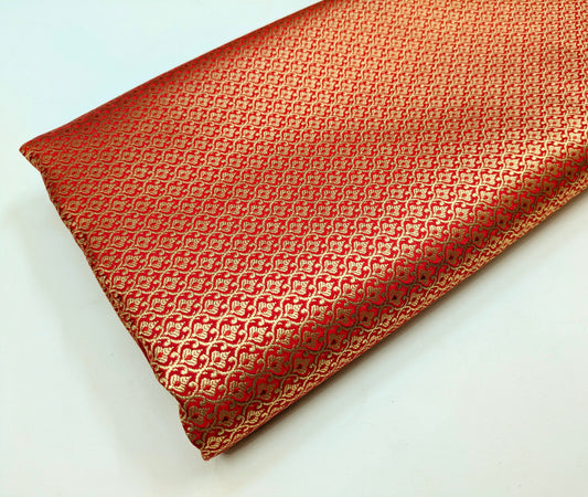 Brocade fabric Red Gold brocade Jacquard Damask fabric Bridal Dress Fabric Theatre costume Indian Brocade Fabric by the yard - NFAF414