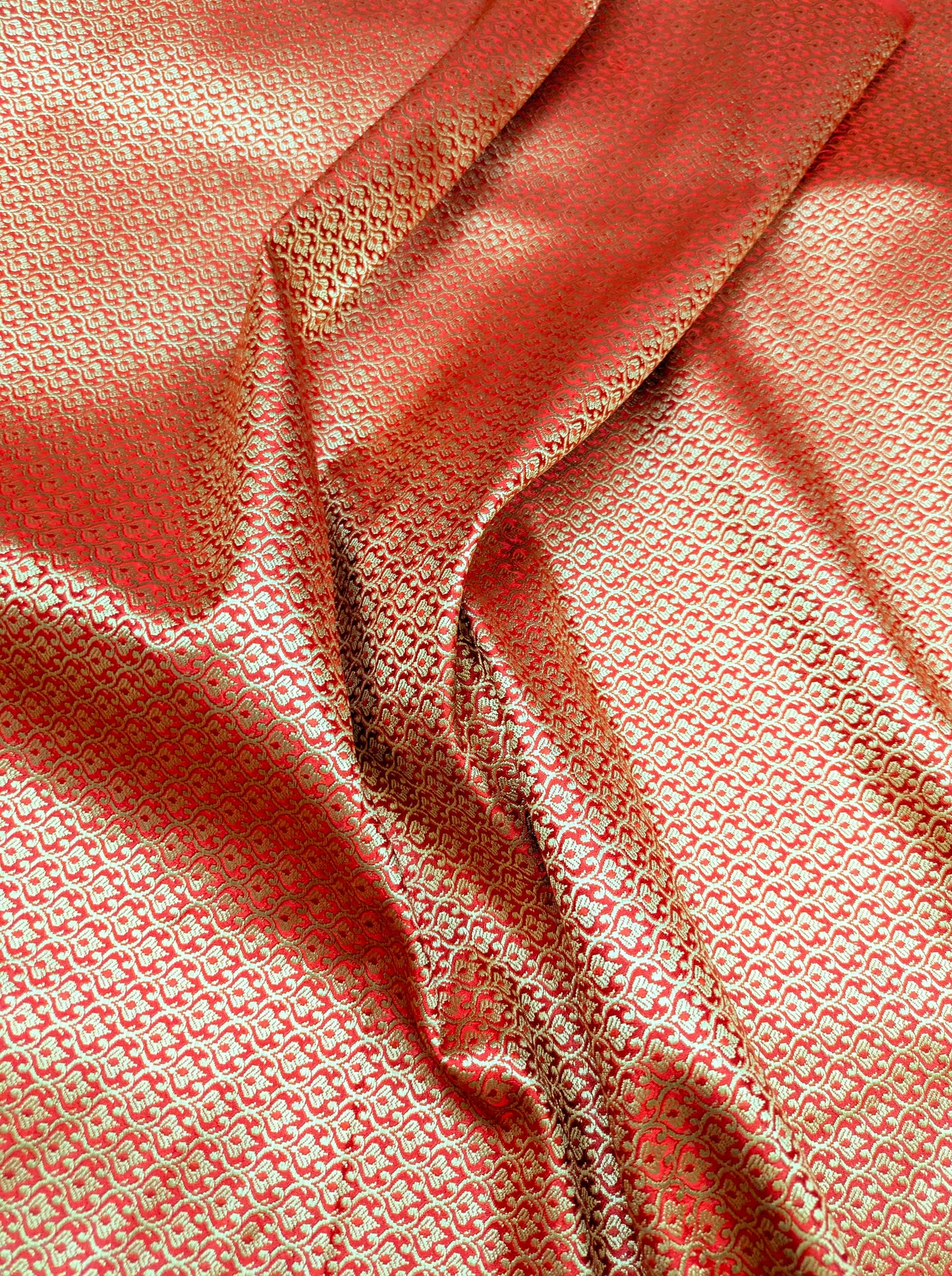 Brocade fabric Red Gold brocade Jacquard Damask fabric Bridal Dress Fabric Theatre costume Indian Brocade Fabric by the yard - NFAF414