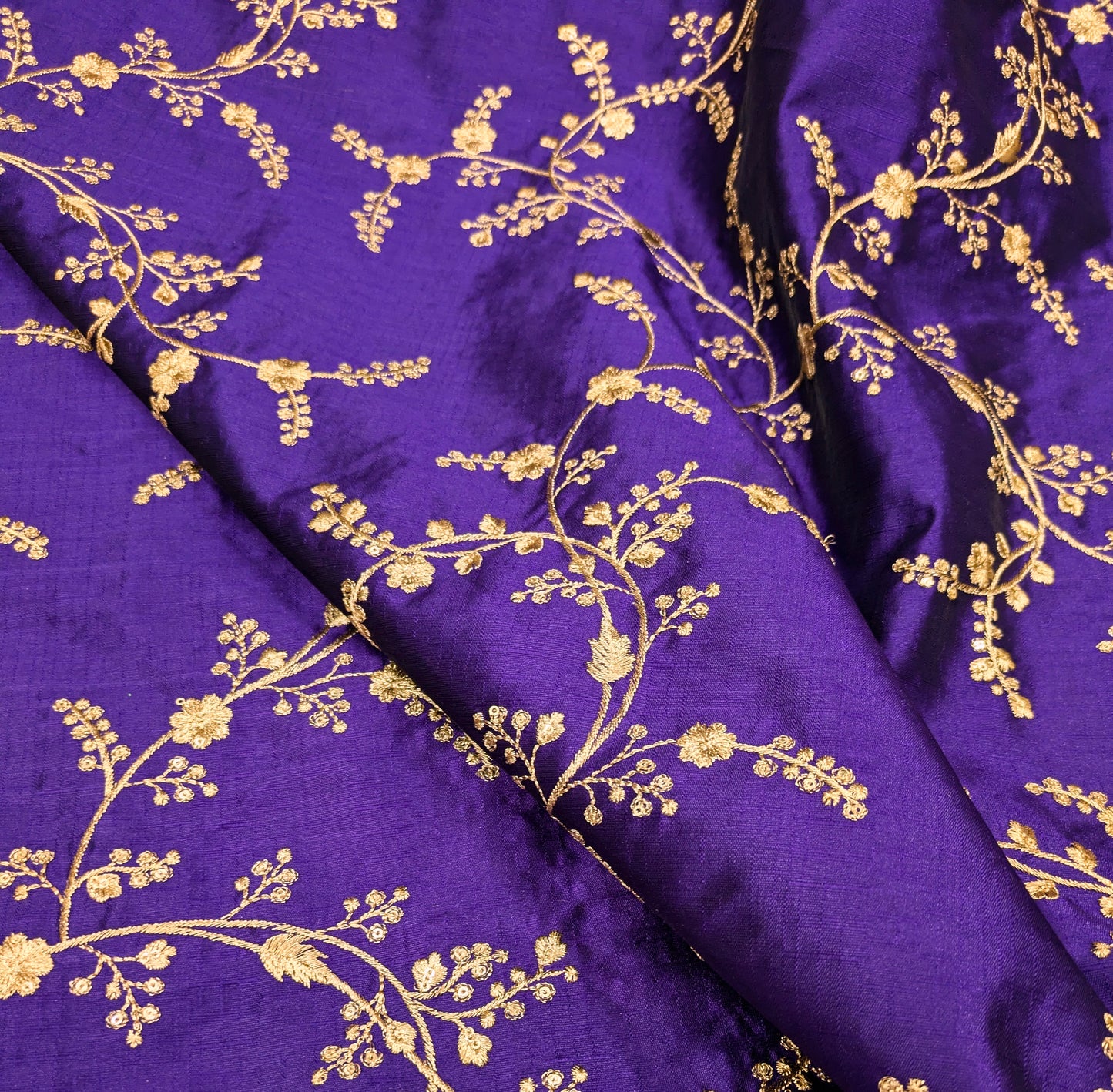 Purple and gold embroidered fabric, Wedding dress, Bridesmaid dress, Indian fabric, Luxury fabric, Haute couture, Fashion fabric - NFAF549