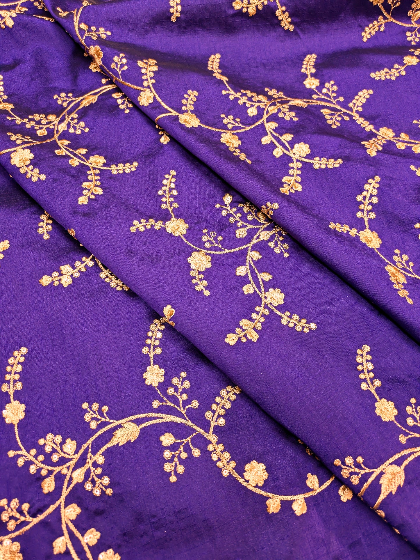 Purple and gold embroidered fabric, Wedding dress, Bridesmaid dress, Indian fabric, Luxury fabric, Haute couture, Fashion fabric - NFAF549