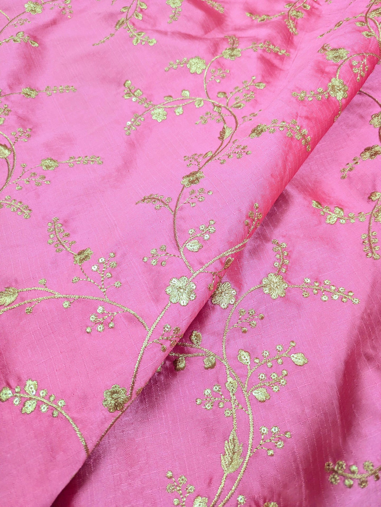 Pink and gold embroidered fabric, Wedding dress, Bridesmaid dress, Indian fabric, Luxury fabric, Haute couture, Fashion fabric - NFAF550