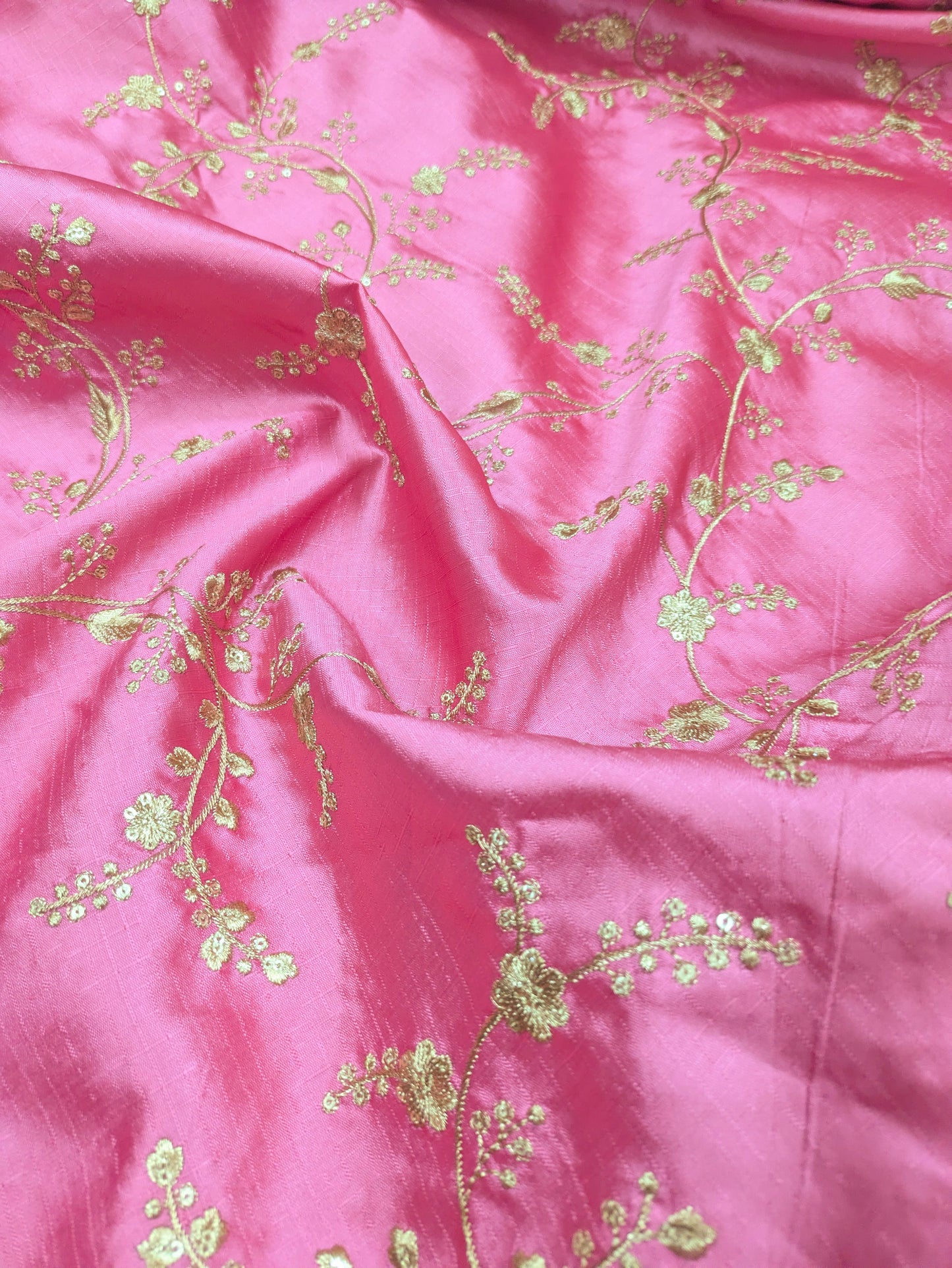 Pink and gold embroidered fabric, Wedding dress, Bridesmaid dress, Indian fabric, Luxury fabric, Haute couture, Fashion fabric - NFAF550