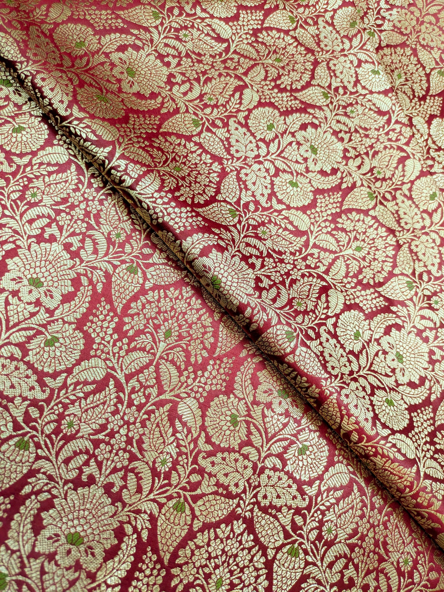 Indian Brocade fabric Jacquard damask fabric Red Gold fabric Wedding bridal fabric Luxury dress fabric Upholstery fabric by the yard NFAF553