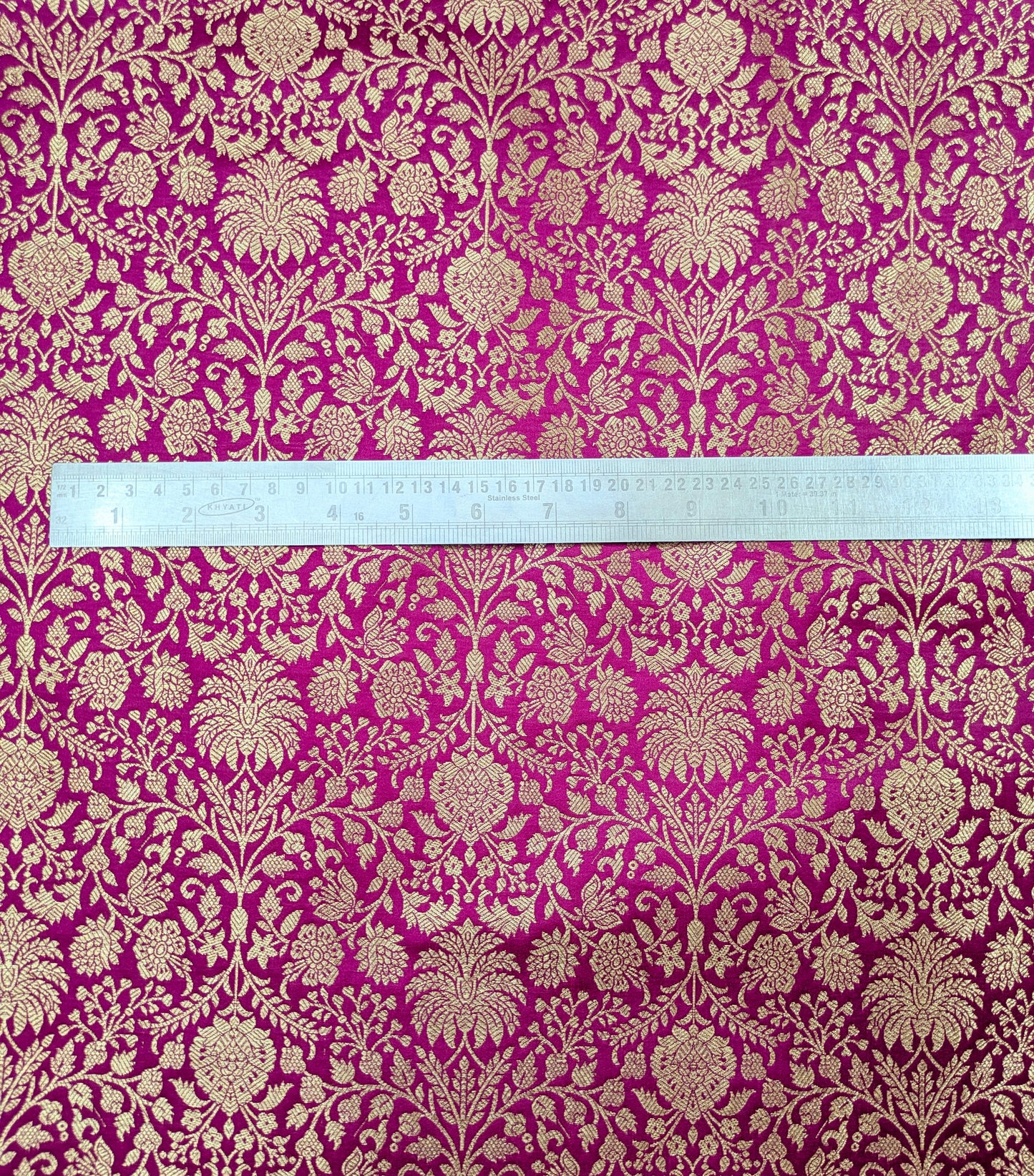 Indian Brocade fabric Jacquard damask fabric Pink Gold fabric Wedding bridal fabric Luxury dress fabric Upholstery fabric by the yard NFAF555