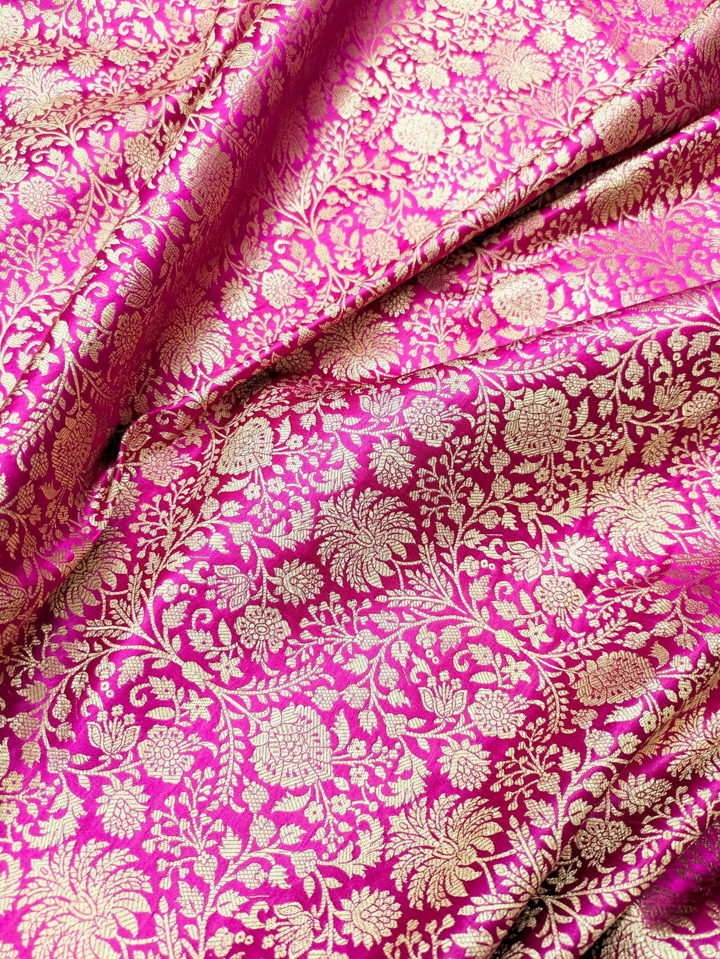 Indian Brocade fabric Jacquard damask fabric Pink Gold fabric Wedding bridal fabric Luxury dress fabric Upholstery fabric by the yard NFAF555