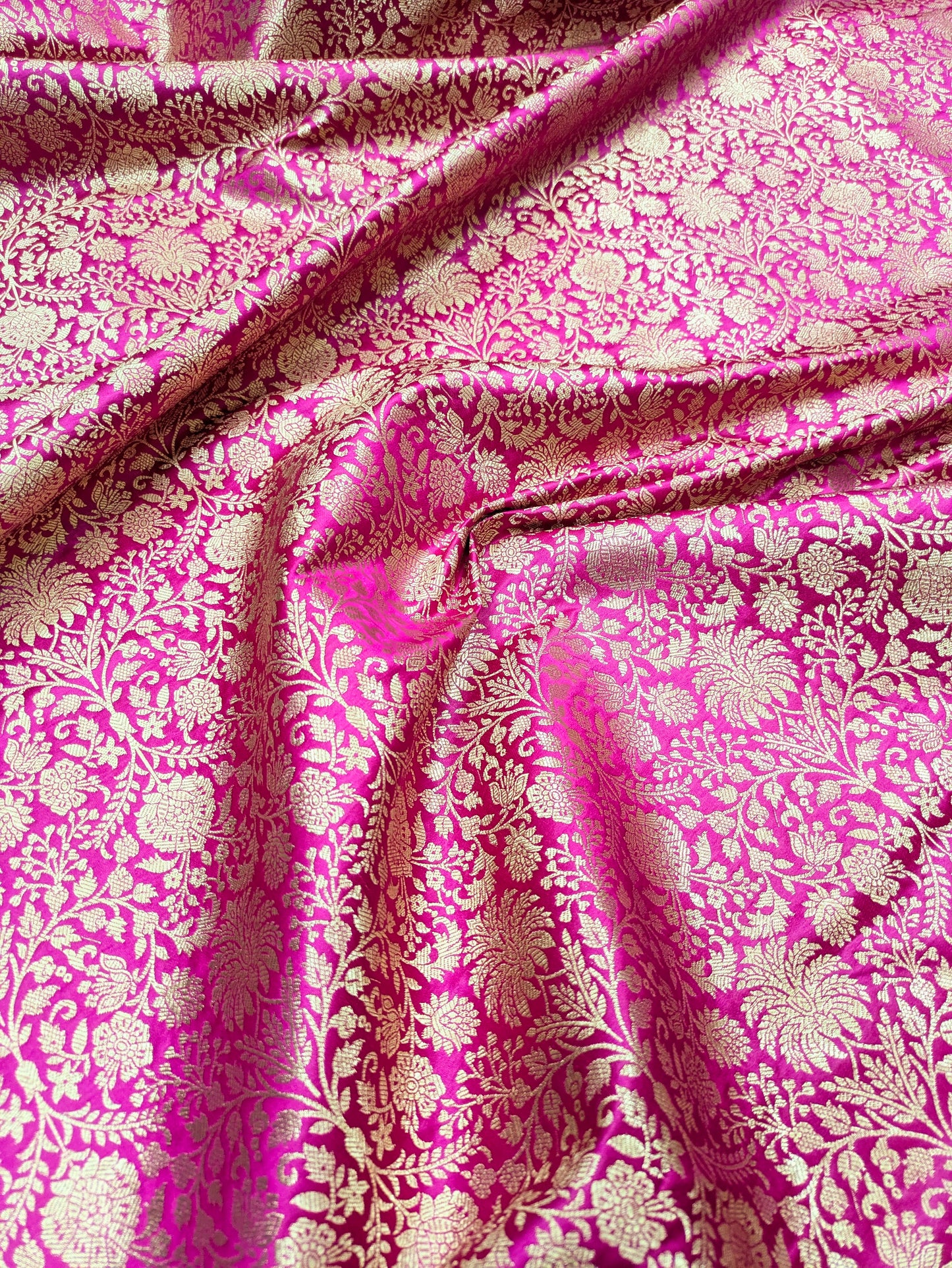 Indian Brocade fabric Jacquard damask fabric Pink Gold fabric Wedding bridal fabric Luxury dress fabric Upholstery fabric by the yard NFAF555