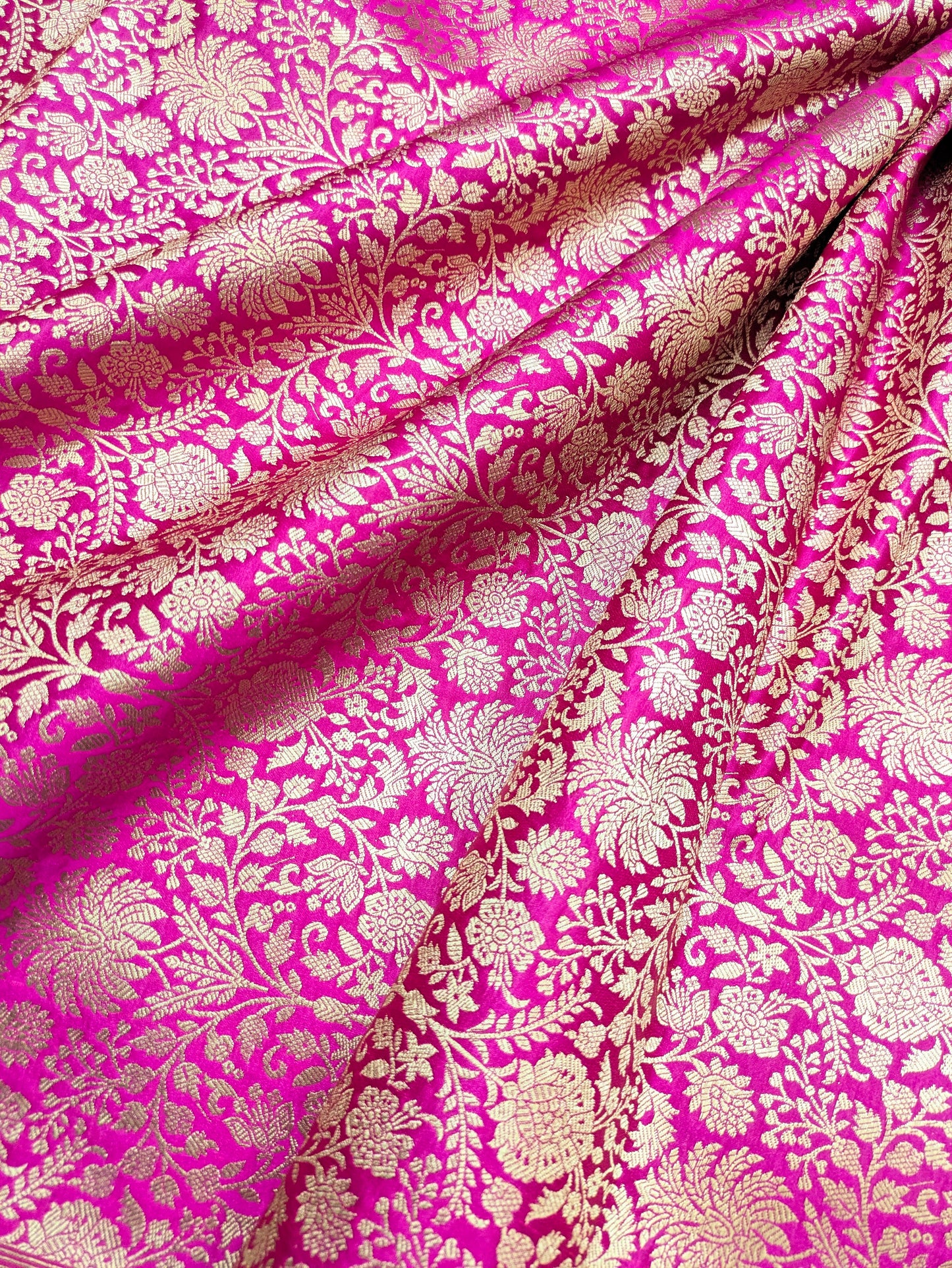 Indian Brocade fabric Jacquard damask fabric Pink Gold fabric Wedding bridal fabric Luxury dress fabric Upholstery fabric by the yard NFAF555