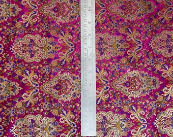 Indian Banarasi Brocade fabric in Pink and Gold color, Multiple lengths will come in the continuous piece - NF592