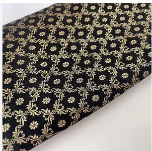 Black and Gold Brocade fabric Kimkhab Wedding Dress Fabric, Jacquard Fabric, Multiple yardage will come in one piece - NF616