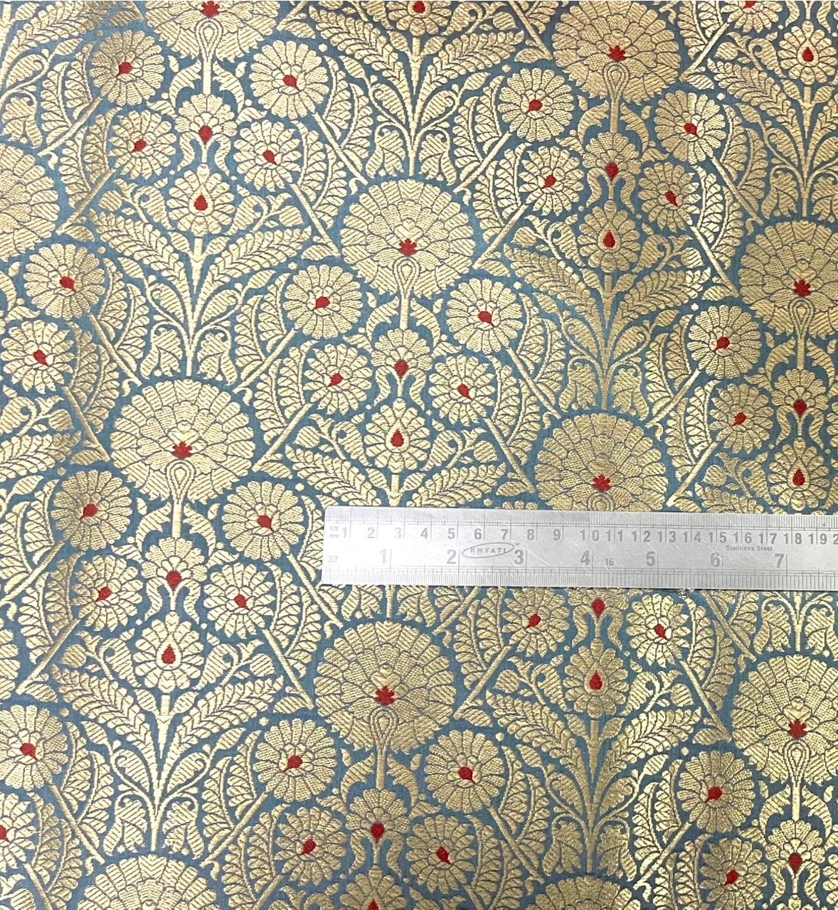 Gray Gold jacquard Brocade Fabric, Rayon silk brocade, Renaissance fabric, Vintage textile, Theatre costume - NFAF622
