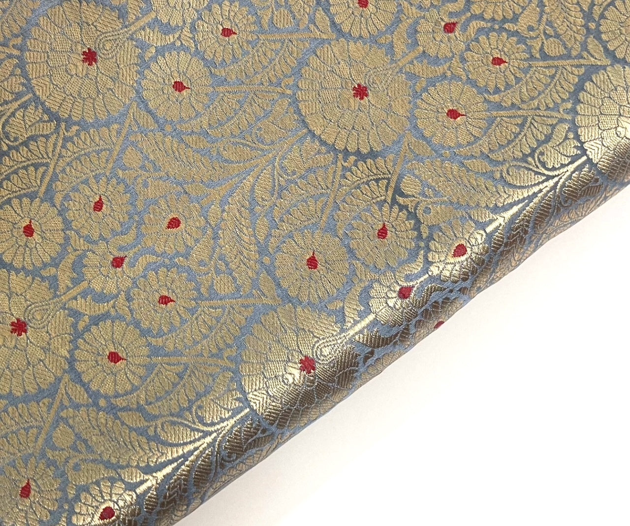 Gray Gold jacquard Brocade Fabric, Rayon silk brocade, Renaissance fabric, Vintage textile, Theatre costume - NFAF622