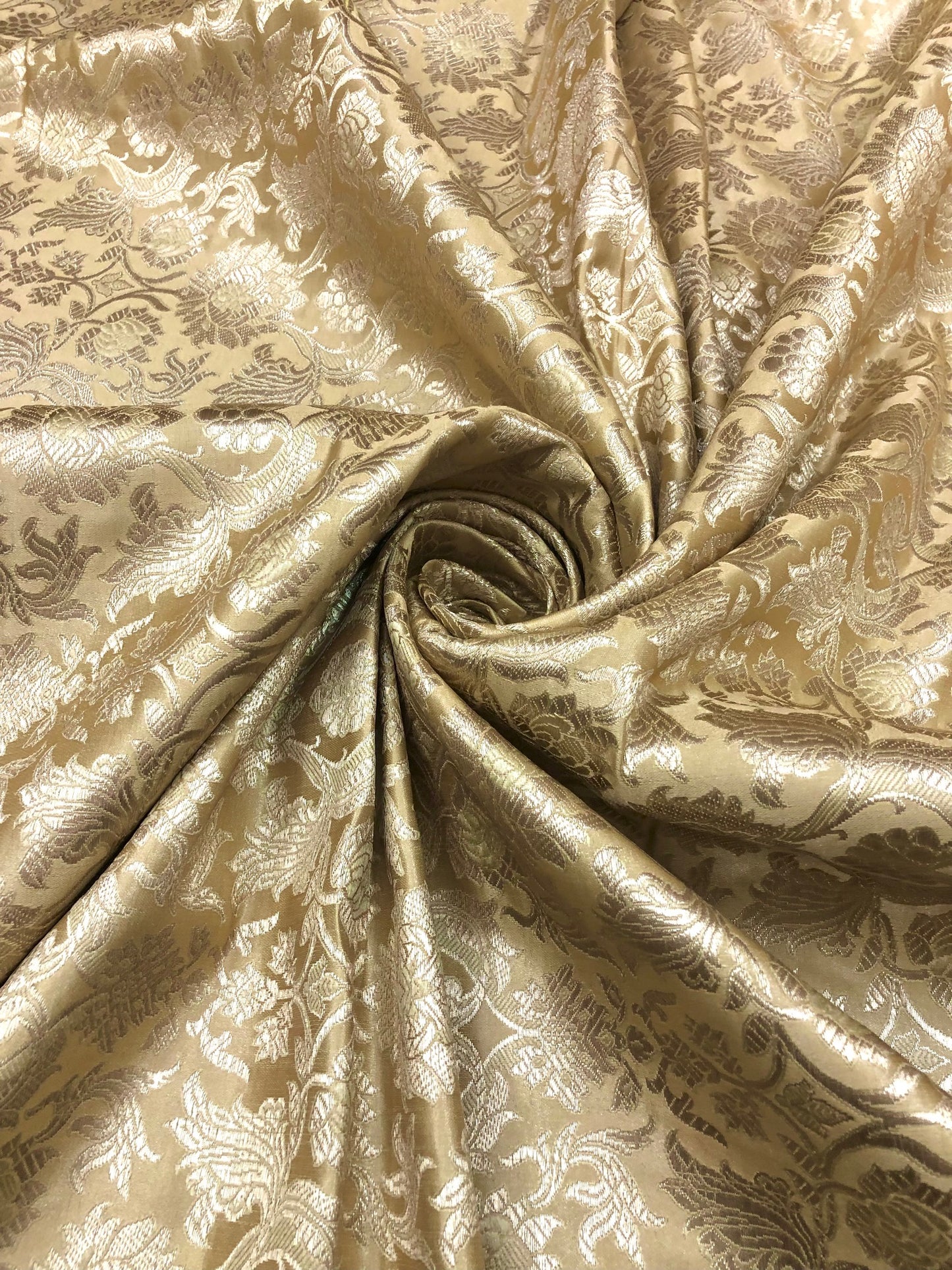 Brocade fabric Beige Gold Jacquard Damask Rayon Silk brocade Fabric Wedding Bridal High Grade Designer fabric by the yard Material