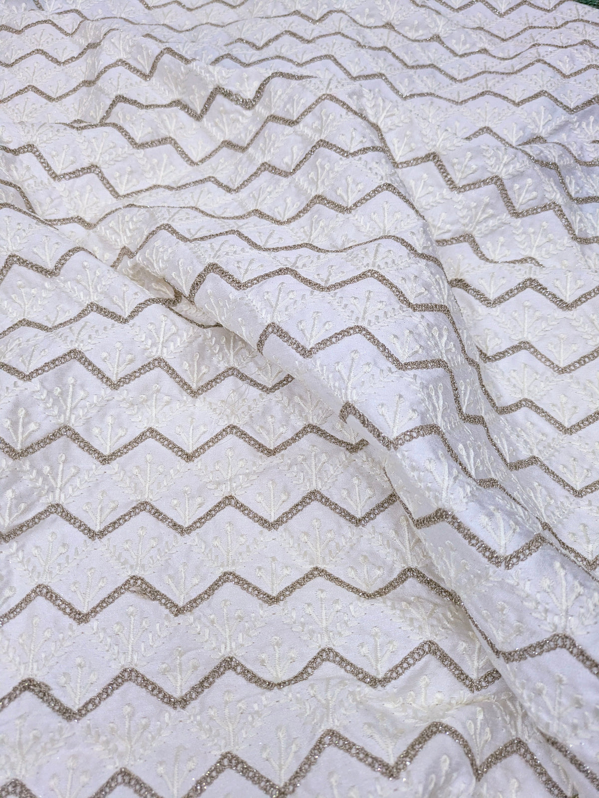 Off-White embroidered fabric, Gold fabric, Embroidery design, Bridesmaid dress, Fabric store, Evening dress, Wedding dress, Thread embroidery - NFAF661