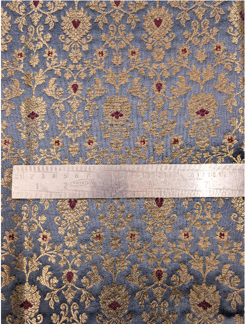 Banarasi brocade fabric, Gray Gold wedding dress fabric, Renaissance fabric, Jacquard fabric, Satin brocade, Floral brocade, Home décor fabric - NFAF397