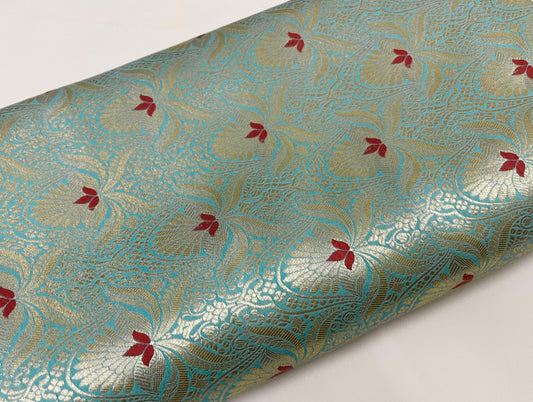 Brocade fabric Jacquard Damask Green Gold Brocade fabric Wedding Bridal dress Brocade fabric High Quality brocade DIY fabric by the yard