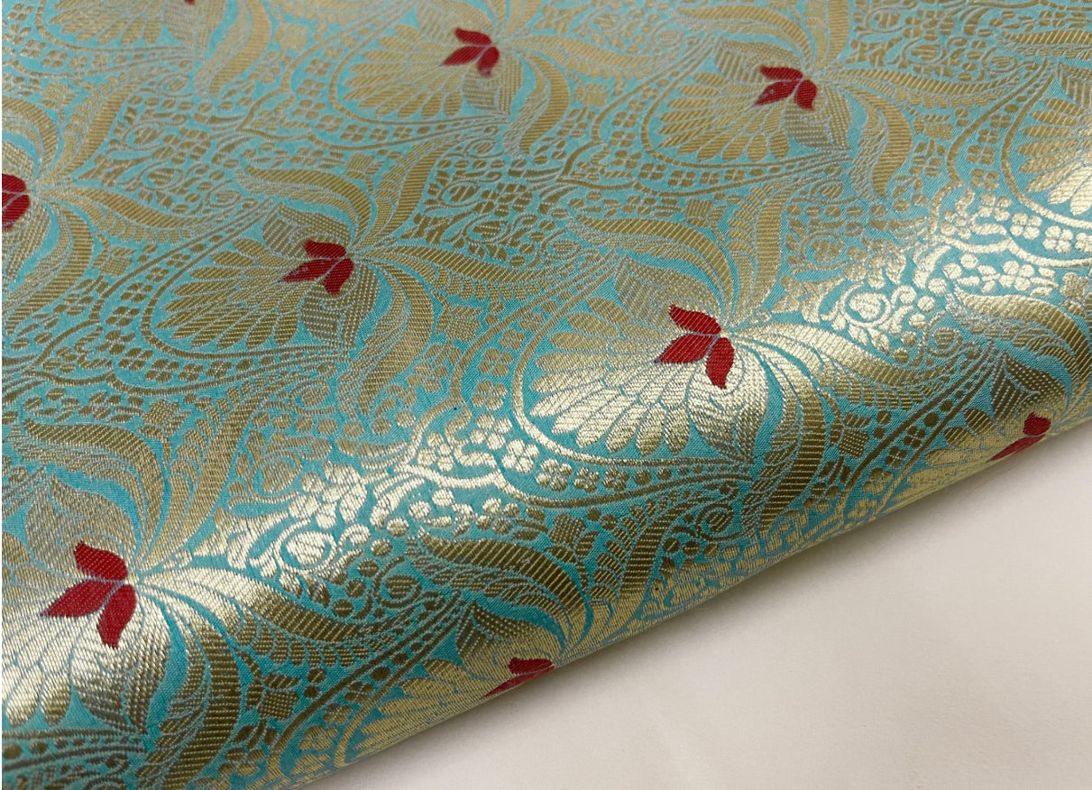 Brocade fabric Jacquard Damask Green Gold Brocade fabric Wedding Bridal dress Brocade fabric High Quality brocade DIY fabric by the yard