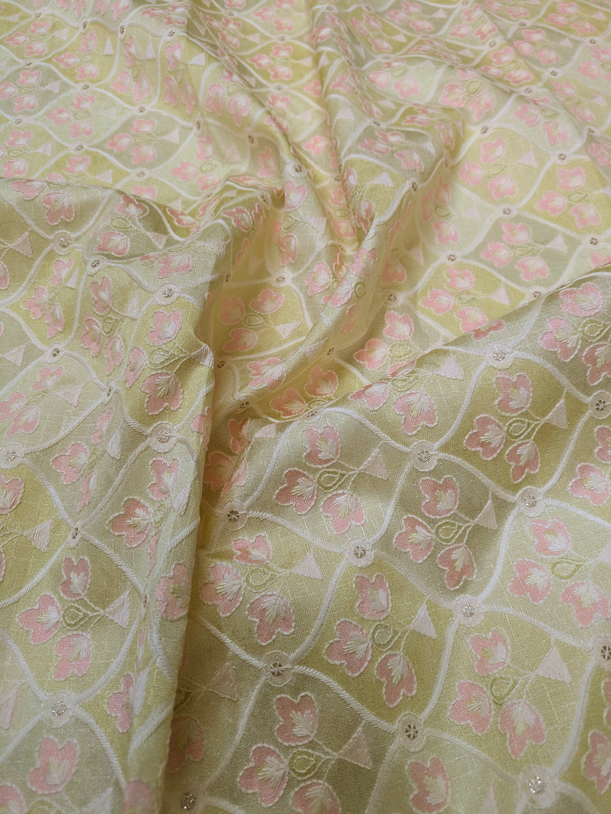 Green embroidered fabric, Wedding inspiration, Embroidery design, Royal fabric, Royal fabric, Fashion fabric, Thread embroidery - NFAF807